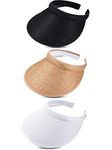 Syhood 3 Pieces Sun Visor Hats Summer Wide Brim Clip on Beach Adjustable Large Brim Cap Golf Hat for Women, Color Set 1, as the pictures shown