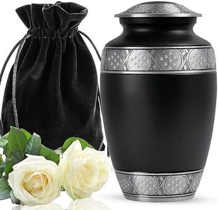 YATSKIA Black Large Metal Urn for Adult Ashes - Funeral Cremation Urns for Male & Female Remains - Decorative Urn for Human Ashes - Ashes Urn Container for Women & Men - Cremation Urn for Human Ashes