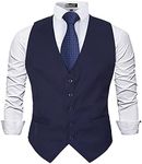 Alizeal Mens Classic Solid Color Business Suit Vest Regular Fit Tuxedo Waistcoat, Navy-L
