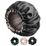 Candibella’s Satin Silk Bonnet for Hair with 3 Satin Scrunchies, Satin Bonnet for Curly Hair, Reversible Silk Hair Cap for Sleeping, Adjustable Satin Hair Bonnet, Satin Hair Wrap