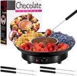 Lallisa Electric Fondue Pot Set Chocolate Fondue Kit House Warming Gifts Ideas Electric Fondue Maker with 4 Forks Detachable Serving Trays for Melting Warming Caramel Cheese Sauce Date Night (Black)