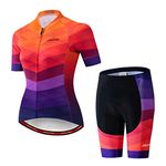 Summer Women MTB Bike Cycling Clothing Mountain Cycling Jersey Bicycle Shorts Sets Orange Purple L