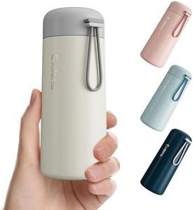 Exllena Botella de agua pequeña de 250 ml hecha de acero inoxidable 304, aislamiento al vacío de doble pared para bebidas calientes y frías, mini termo con asa de transporte, 100% a prueba de fugas
