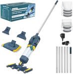 Vucaki 5-in-1 Handheld Pool Vacuum with 10.8FT Telescopic Pole – 14" Wheel Vacuum Head, 18.9GPM Suction, 70Min Runtime, Heavy Duty Pool Vacuum Cleaner for Inground & Above Ground Pools and Spas