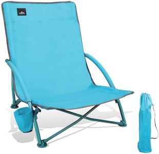 Northroad Low Folding Beach Chair,Portable Lightweight Lowback Sling Chair, Outdoor Low Seat Camping Chair w/Cup Holder & Carry Bag for Sand Camping Lawn Picnic Festival, Blue