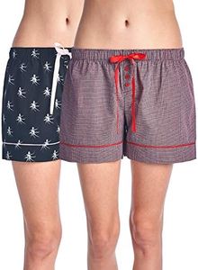 Casual Nights Women's 2 Pack Cotton Woven Lounge Boxer Shorts - Octopus/Plaid 31 - Medium