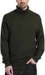 Kallspin Men's Turtleneck Sweaters Wool Blend Mid-Weight Highneck Pullover Sweaters(Dark Green,2X-Large)