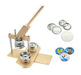 ChiButtons Button Maker Kit 58mm (2 1/4") Badge Press Machine-B400 + 58mm Round Die Moulds + 100 Set Button Components + Adjustable Circle Cutter (Golden-New)