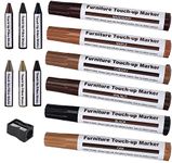 Furniture Markers Touch Up,Wood Filler Floor Scratch Repair Kit,Wood Markers and Wax Sticks with Sharpener Kit for Furniture Repair,Tables, Desks, Floor Scratch