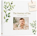 Personalized Baby Memory Book with Photo Cover, 5-Year Milestone Journal, Gender Neutral Keepsake Album, Flat-Lay Pages, FSC Archival Paper, Keepsake Box and Envelope, 108 Pages, Botanical Scrapbook