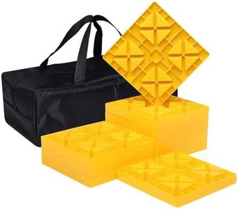 Homeon Wheels Camper Leveling Blocks, Ideal for Leveling Single and Dual Wheels, Heavy Duty Rv Leveling Blocks and Chocks Anti-Slip Pads Design, Camper Levelers 10 Pack with Carrying Bag (Yellow)