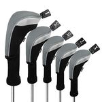 Andux 5pcs/Set Golf 460cc Driver Fairway Wood Club Head Covers Long Neck Grey