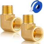 YullSorom 2pcs 3/8 Inch 90 Degree Barstock Street Elbow Brass 3/8" NPT Male to 3/8" NPT Female Forged Pipe Fitting