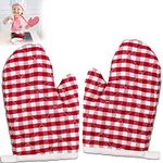 2 Pack Kid Oven Mitts for Children Heat Resistant Kitchen Mitts, Great for Cooking Baking, Age 4-12 (Red)