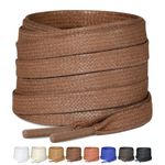 Puzeam 2 Pairs Flat Waxed Cotton Shoelaces for Boots & Casual Shoes, Replacement Leather Boot Shoestrings, 1/4" (7mm) Wide Premium and Durable Laces for Hiking and Work Boots (Brown 55")