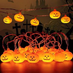 KAILEDI Halloween String Lights, LED Pumpkin Lights, Holiday Lights for Outdoor Decor,2 Modes Steady/Flickering Lights(20 One Pumpkin Lights, 9.8 feet) (Pumpkin)