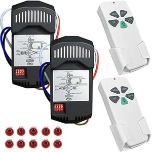 2 Pack Universal Ceiling Fan Remote Control Kits with Light Dimmer 3 Speed Fan Controller Receiver Lamp Dim Remote Replacement for Hampton Bay/ Hunter/ Harbor Breeze/ Westinghouse/ Honeywell & More