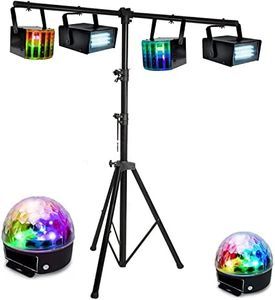 PARTY LIGHT - Pack light DJ 6 jeux de lumière compacts et puissants + 1 Portique robuste - PA SONO MIX LED idéal soirée anniversaire mariage - Bar club disco