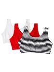 Fruit of the Loom Women's Built Up Tank Style Sports Bra Fashion Colors, Skinny Stripe/White/Red Hot, 40