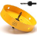 160mm Hole Saw, HSS Bi-Metal Hole Cutter with Drill Bit, Heavy Duty Hole Saw for Wood, Plastic, Drywall, Fiberglass, Yellow