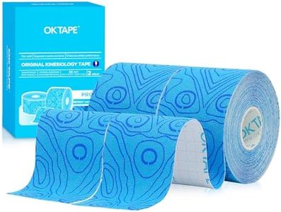 OK TAPE Pro Cinta de kinesiología, 5cm x 5m de corte libre, cinta atlética elástica terapéutica sin látex,(2 Rollos,Azul)