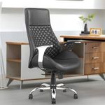 MRC Atlantic Executive Leatherette King Size High Back Boss Maharaja Revolving Chair with Synchro Milti Lock Mechanism & Chrome Base (Black)