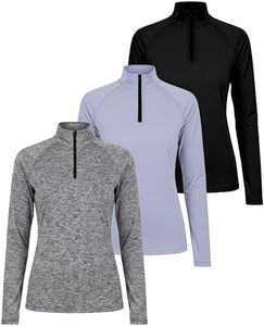 3 Pack: Womens Quarter 1/4 Zip Pullover Plus Size Long Sleeve Shirt Quick Dry Dri Fit Yoga 1/2 Zip Athletic Ladies Active Gym Workout Top Golf UPF Hiking Outdoor Sports Exercise Running SET2, 1X