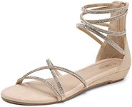 DREAM PAIRS Womens Sandals Flat Sandals Summer,Size 11,A-Nude,Weitz