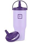 IRON °FLASK Sidekick Insulated Water Tumbler w/Straw & Foldable Handle -Stainless Steel Leak-Proof Bottle, Non-Slip Base, Fits Cup Holders for Hot, Cold Drinks -Travel Mug -30 Oz, Lavender Bliss