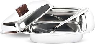 Ajay's Shoppe Stainless Steel Butter Box Container Dish for 500 Gram with lid and Knife for Fridge/Dining Table/Kitchen, Pack of 1 Butter Dish