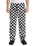 Nideen Men’s Black and White Checkerboard Print Chef Pants with Elastic Waist Drawstring Baggy Chef Trousers Uniforms BigPlaid M