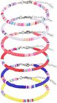 KINBOM 6pcs Bohemian Anklet, Adjustable Soft Pottery Flat Bead Anklets Bracelets Stylish Beaded Colorful Boho Ankle Bracelets String Foot Chain for Women Girls (6 Colors)