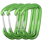 Azarxis 12kN Carabiner Clips Lightweight Aluminium D Ring Heavy Duty Wire Gate Snap Carabiners Gears for Hammock, Camping, Hiking, Outdoor, Gym, Dog Leash, Backpack Keychains (Green - 4 Pack)