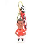 Daiyamondo Cheers on Your Favorite Team With Your Favorite Football Player Jersey 3D Rubber keychain With Long Ribbon - A Vibrant Accessory for Soccer Fans and Collectors (Red Ronaldo Stand)