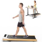 Goplus Walking Pad, Wooden Under Desk Treadmill for Home and Office, Portable Walking Pad Treadmill Under Desk with Remote Control, 15 Preset Programs, LED Display, Installation-Free