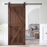 36 x 84 in Unfinished Sliding Barn Wood Door Slab with 6.6ft Hardware Kit