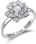 Yearace Moonstone Lotus Ring, Sterling Silver True Love Waits Engraved Lotus Flower Blossom Fidget Ring Natural Healing Buddha Spiritual Yoga Jewelry Gifts for Women-8