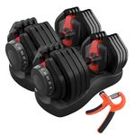 HAKENO 2x24kg/40kg Pair Adjustable Dumbbell 15 Weight in 1 with Fast Automatic Adjustable and Weight Plate for Body Workout Home Gym dumbbell（2pcs set） (2x24kg(A))