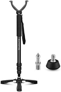 Hantoptik Shooting Stick Monopod with Tripods Base, Rotating and Removeable V Shaped Yoke, Adjustable Height Gun Pod Rifle Rest for Outdoors