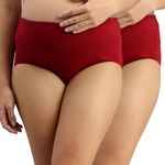 Morph Maternity Underwear | with High Waist | Over The Belly Fit | Full Back Coverage | Pregnancy & Post Delivery | Plus Size | Pack of 2 | Maroon | 4XL