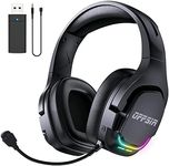 Wireless Gaming Headset with Microphone for PC PS5 PS4, 3-in-1 Gamer Headphones with RGB Lights, 2.4G Wireless/Bluetooth/3.5mm Wired Connection, Compatible with Xbox Playstation Mac Computer Laptop