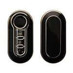 kwmobile Key Cover Compatible with Fiat Lancia 3 Button Car Flip Key - Car Key Fob Case Protector - Black/Gold