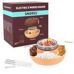 Electric S'mores Maker Tabletop Indoor, Flameless Marshmallow Roaster, Smores Kit with 4 Compartment Trays and 4 Forks, Housewarming Gifts for New House