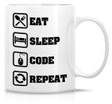 Retreez Funny Mug - Eat Sleep Code Repeat Programmer Software Engineer 11 Oz Ceramic Coffee Mugs - Funny, Sarcasm, Sarcastic, Inspirational birthday gifts for friends, coworkers, siblings, dad, mom.