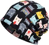 Chemo Headwear Ladies Beanie Hats Summer, Cotton Turban Hats for Women/Men, Slouchy Beanie Hat Bandanas Scarf Sleep Cap, Suitable for Chemo & Hair Loss - Chemo Cancer Hat, Black, One size