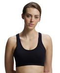 Jockey 1380 Women's Wirefree Padded Super Combed Cotton Elastane Stretch Racer Back Styling Active Bra with Stay Fresh Treatment_Black_S (Prints May Vary)