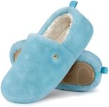 EverFoams Women's Closed-back Slippers Fuzzy Faux Wool Soft Lightweight Non-slip House Shoes Oceanic Blue, 11-12 US