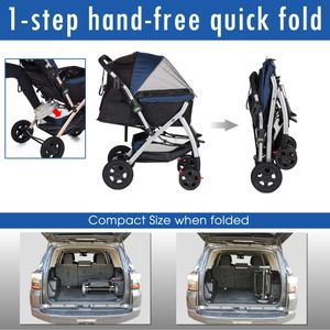 HPZ Pet Rover Stroller – Midnight Blue, Foldable Dog & Cat Carrier