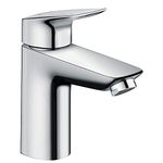 hansgrohe Logis Basin Mixer Tap 100 with Push-Open Waste, Chrome, 71107000