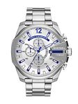 Diesel Watch for Men Mega Chief, Quartz Movement, 59 mm Silver Stainless Steel Case with a Stainless Steel Strap, DZ4477